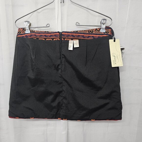 NWT Forever 21 Orange Aztec Tapestry Mini Skirt Southwestern Boho M - Picture 7 of 11